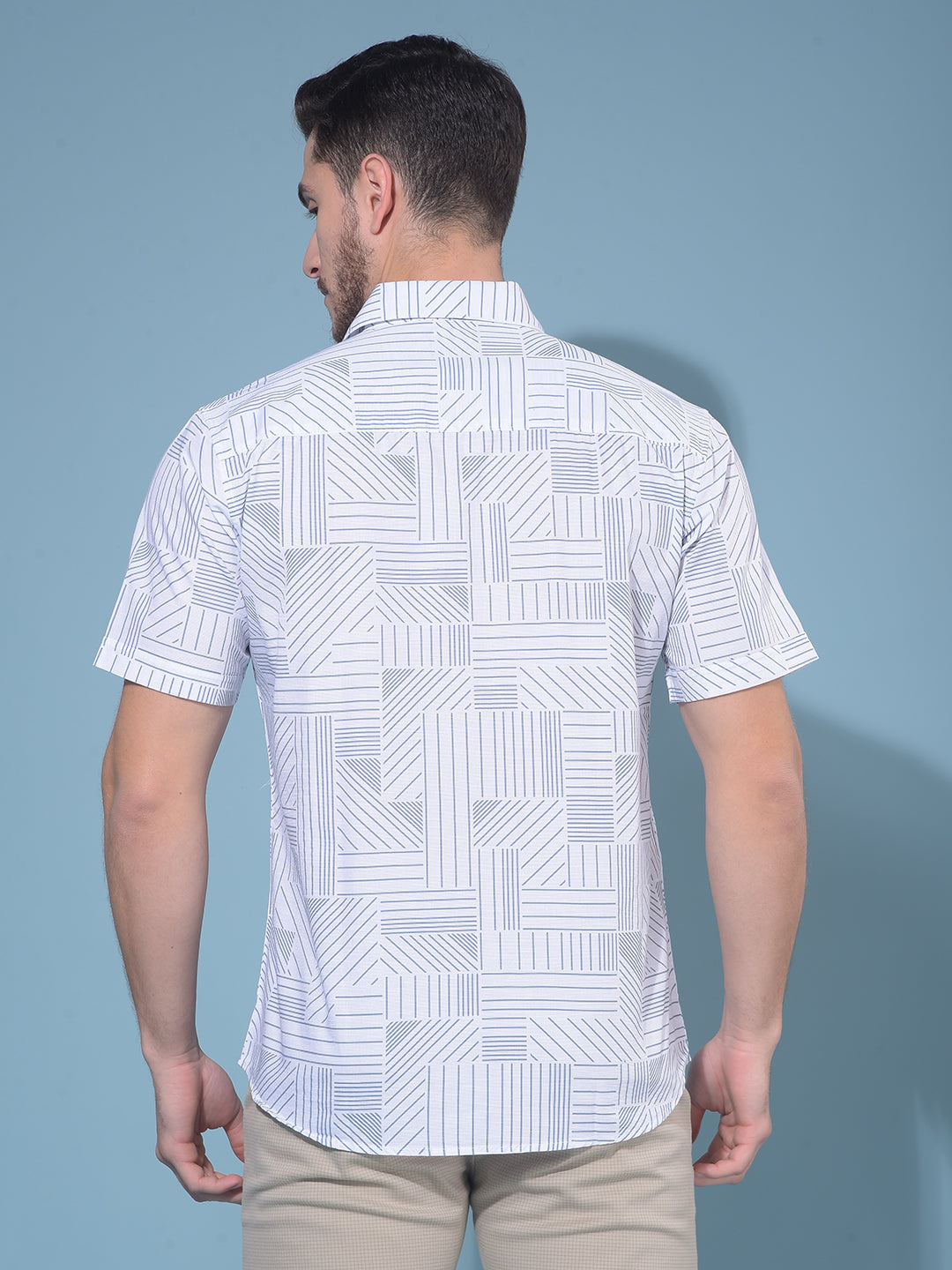 White Printed 100% Cotton Resort Shirt-Men Shirts-Crimsoune Club