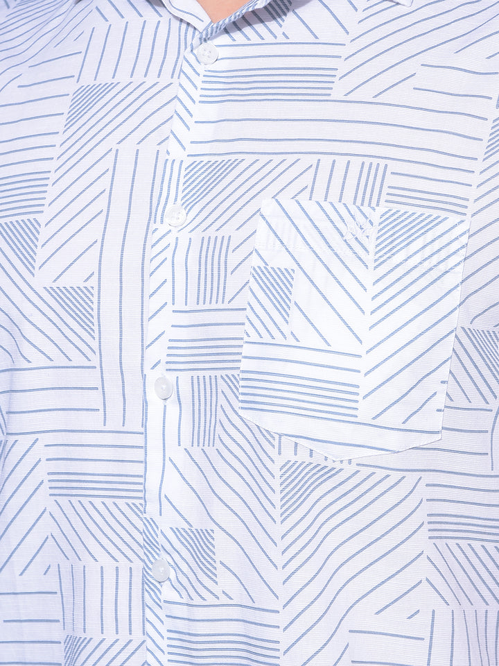 White Printed 100% Cotton Resort Shirt-Men Shirts-Crimsoune Club