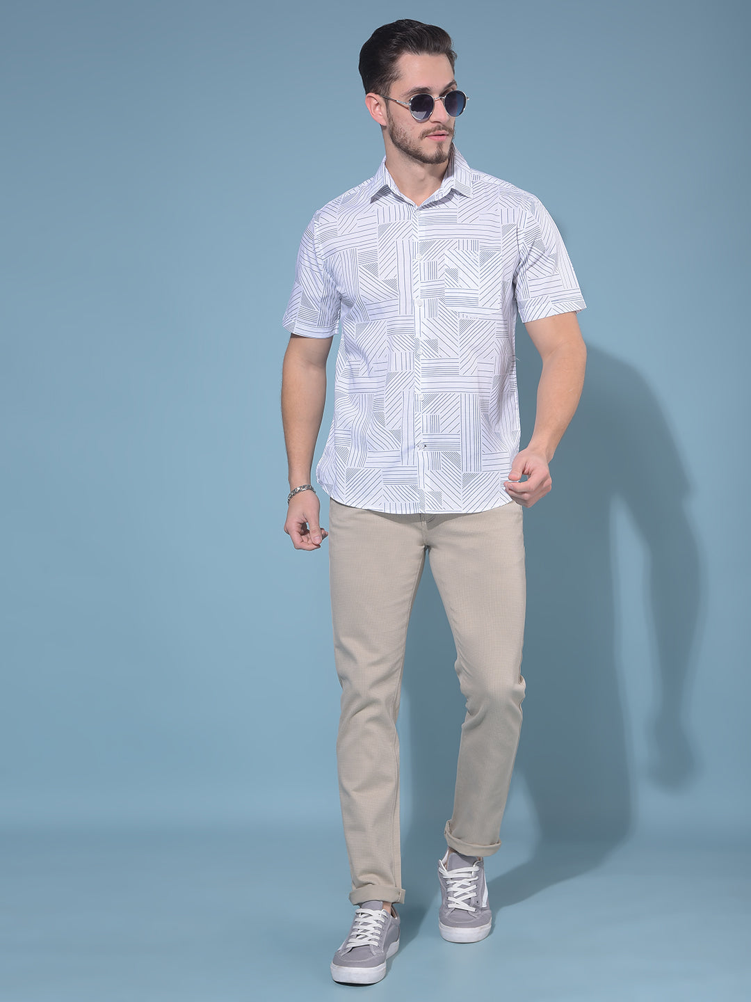 White Printed 100% Cotton Resort Shirt-Men Shirts-Crimsoune Club