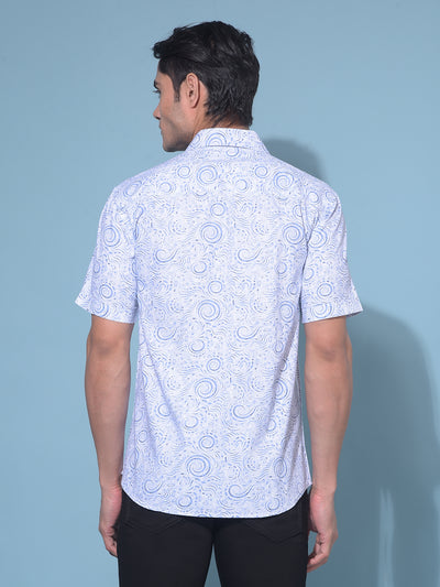 Blue Printed 100% Cotton Resort Shirt-Men Shirts-Crimsoune Club