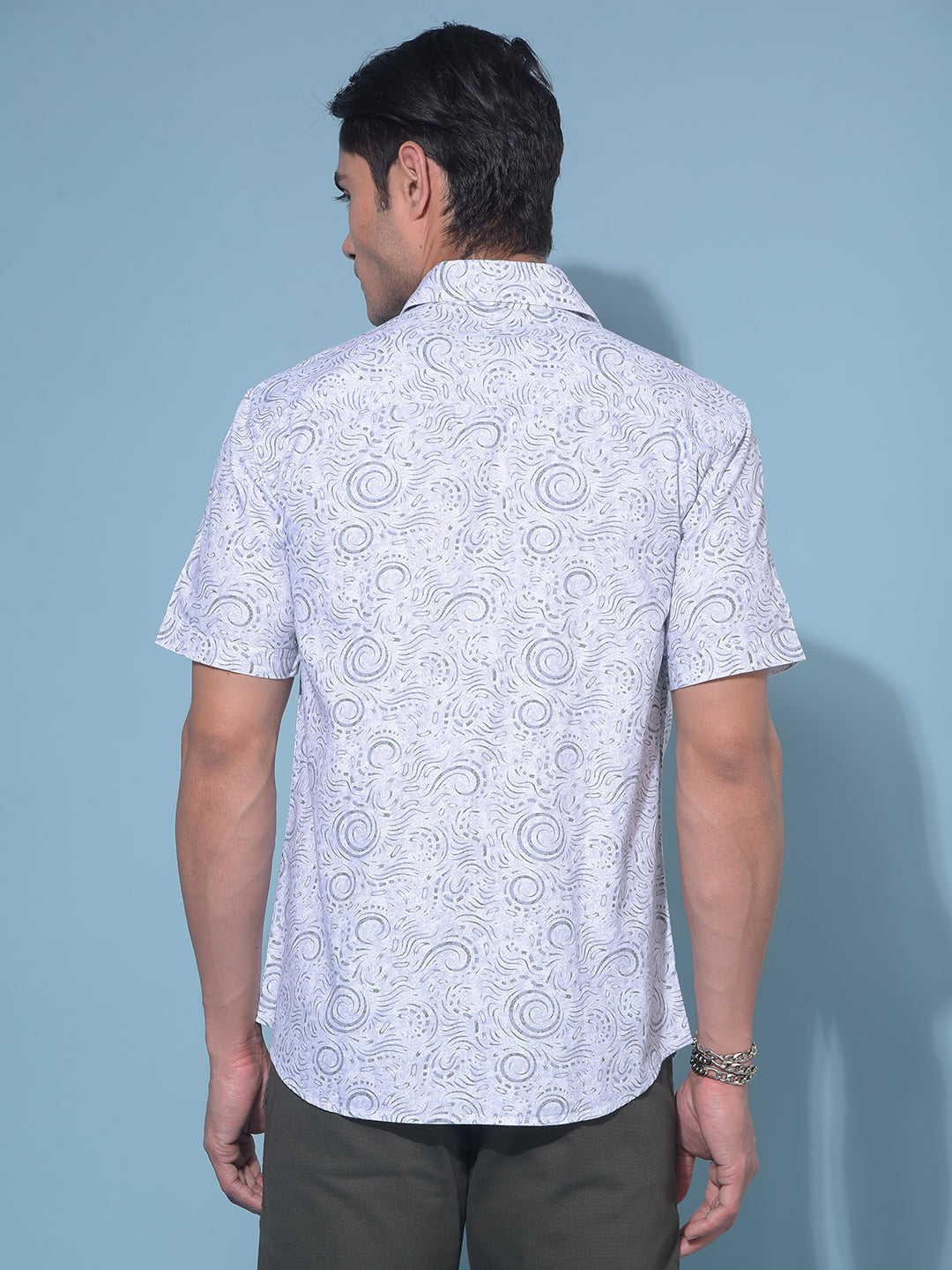 Grey Printed 100% Cotton Resort Shirt-Men Shirts-Crimsoune Club