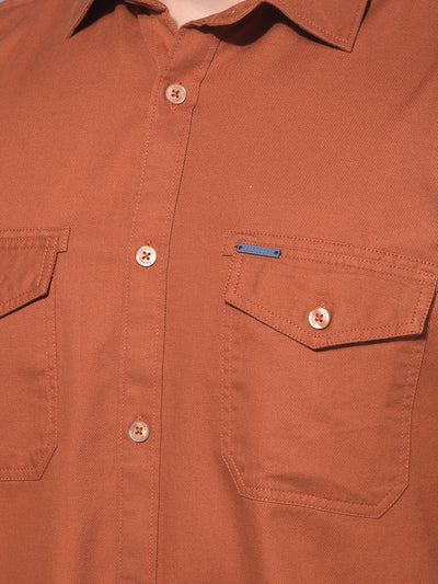 Brown 100% Cotton Shirt-Men Shirts-Crimsoune Club