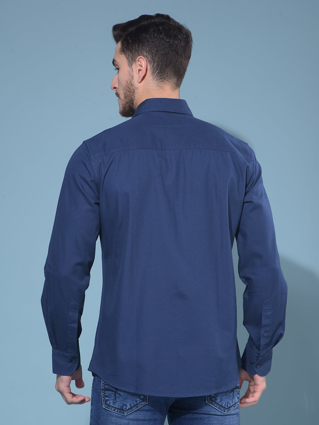 Blue 100% Cotton Shirt-Men Shirts-Crimsoune Club