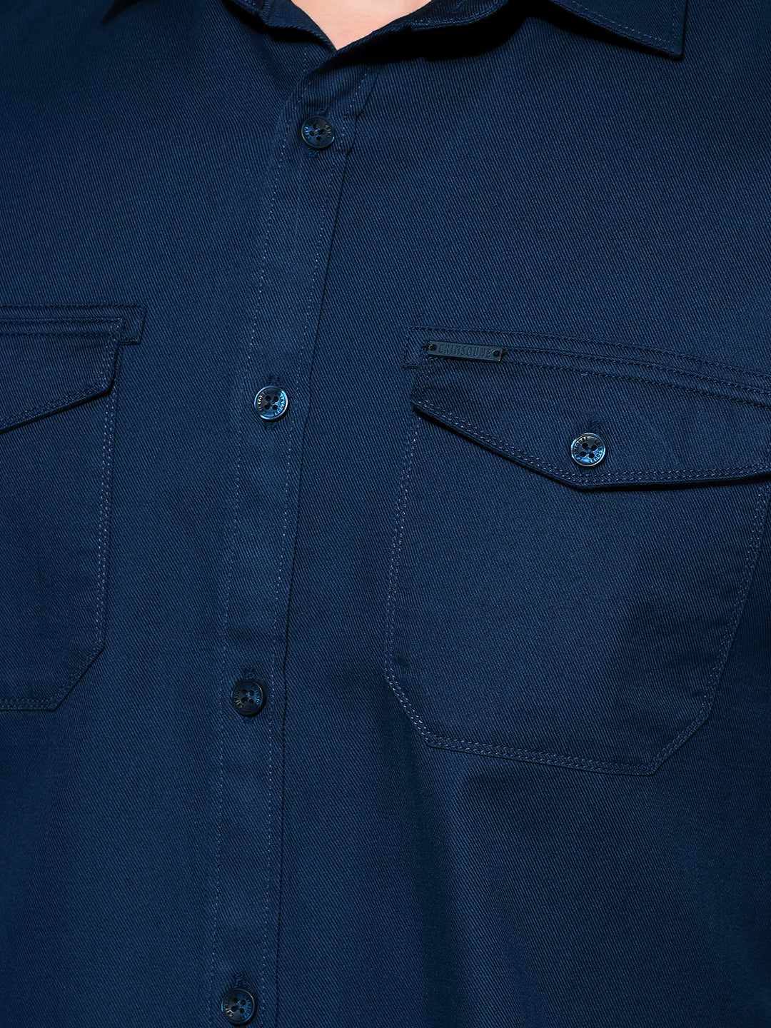 Blue 100% Cotton Shirt-Men Shirts-Crimsoune Club