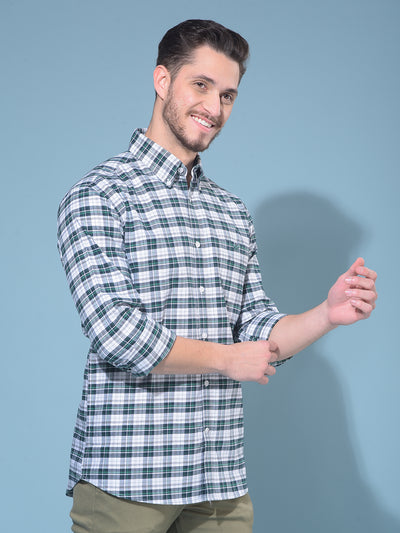 Green Tartan Check 100% Cotton Shirt-Men Shirts-Crimsoune Club