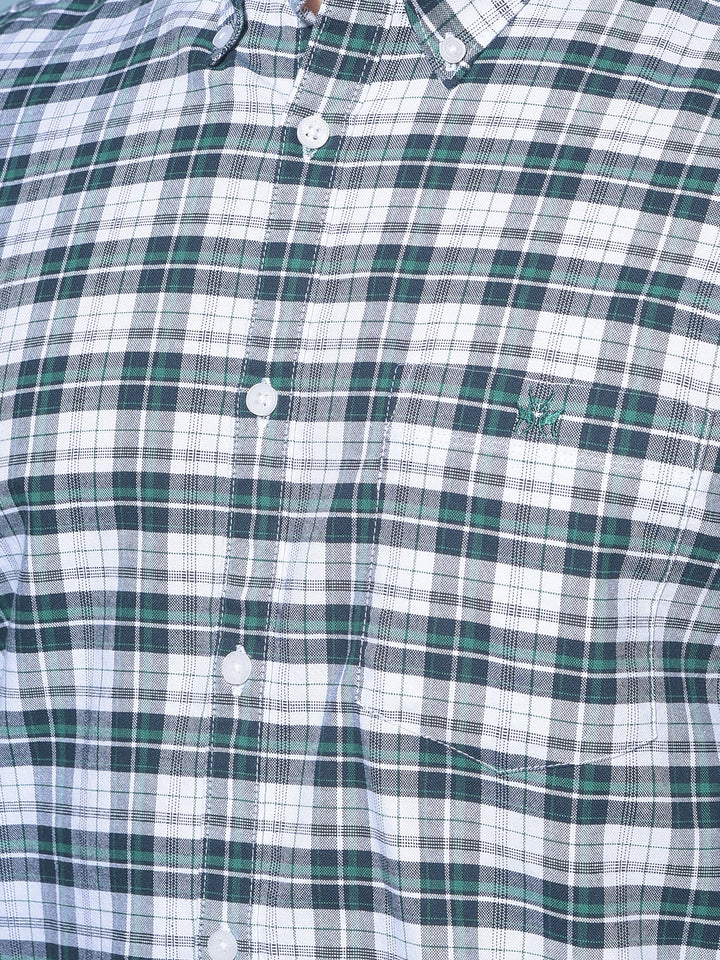 Green Tartan Check 100% Cotton Shirt-Men Shirts-Crimsoune Club