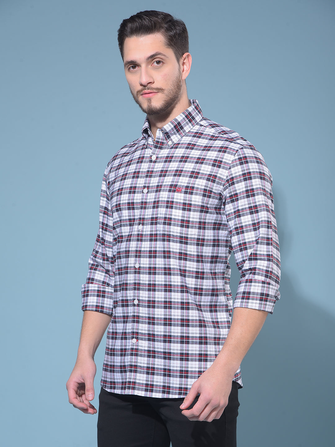 Red Tartan Check 100% Cotton Shirt-Men Shirts-Crimsoune Club