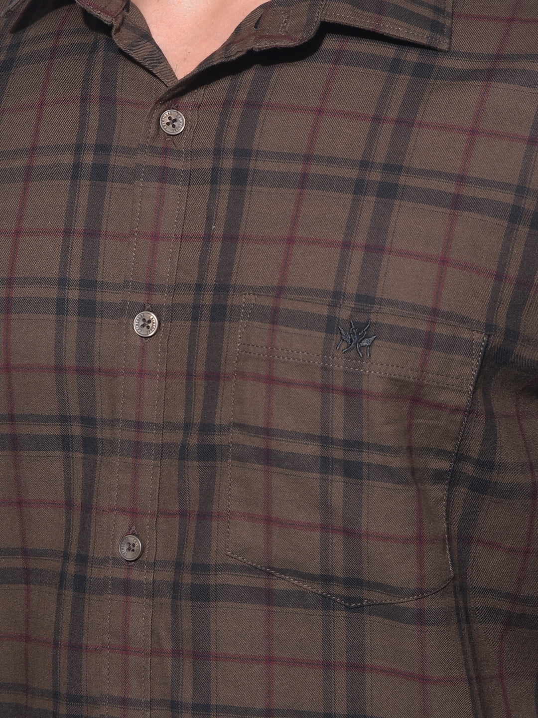 Brown Tartan Check 100% Cotton Shirt-Men Shirts-Crimsoune Club