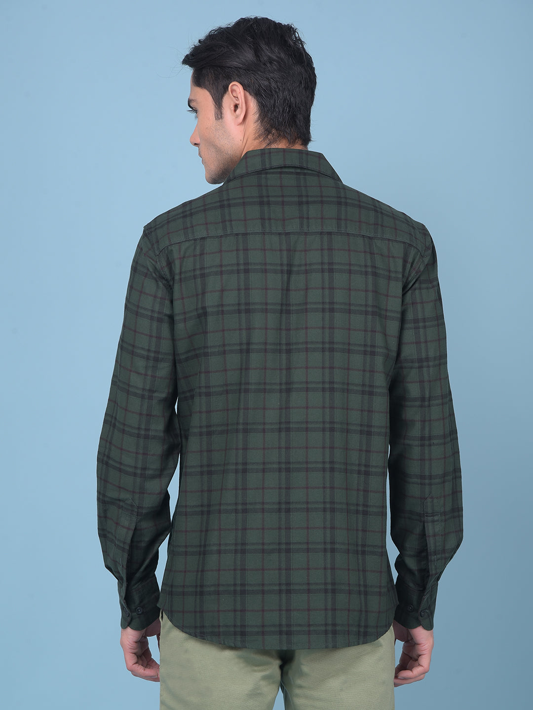 Green Tartan Check 100% Cotton Resort Shirt-Men Shirts-Crimsoune Club