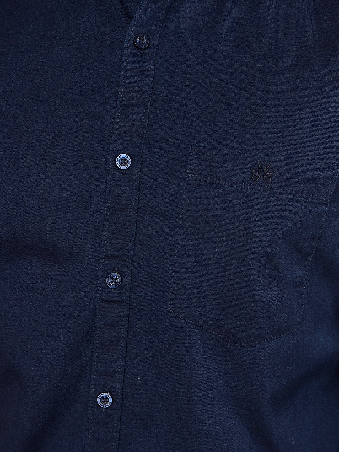 Navy Blue 100% Cotton Denim Shirt-Men Shirts-Crimsoune Club