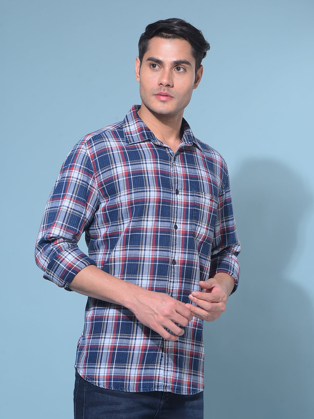 Red Tartan Check 100% Cotton Shirt-Men Shirts-Crimsoune Club