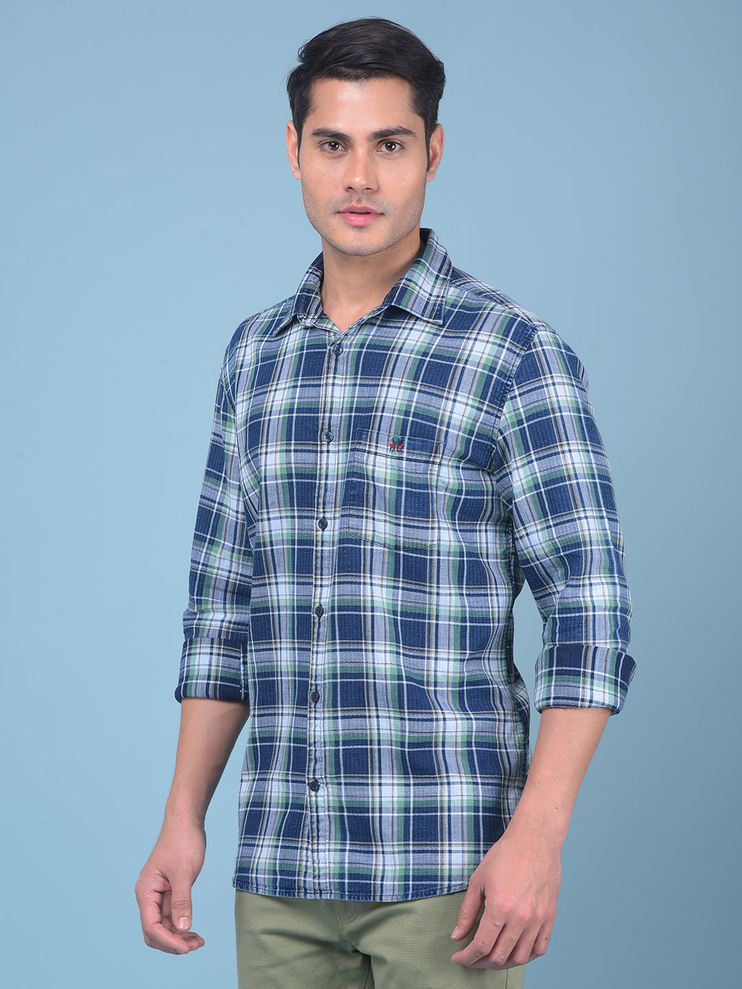 Green Tartan Check 100% Cotton Shirt-Men Shirts-Crimsoune Club