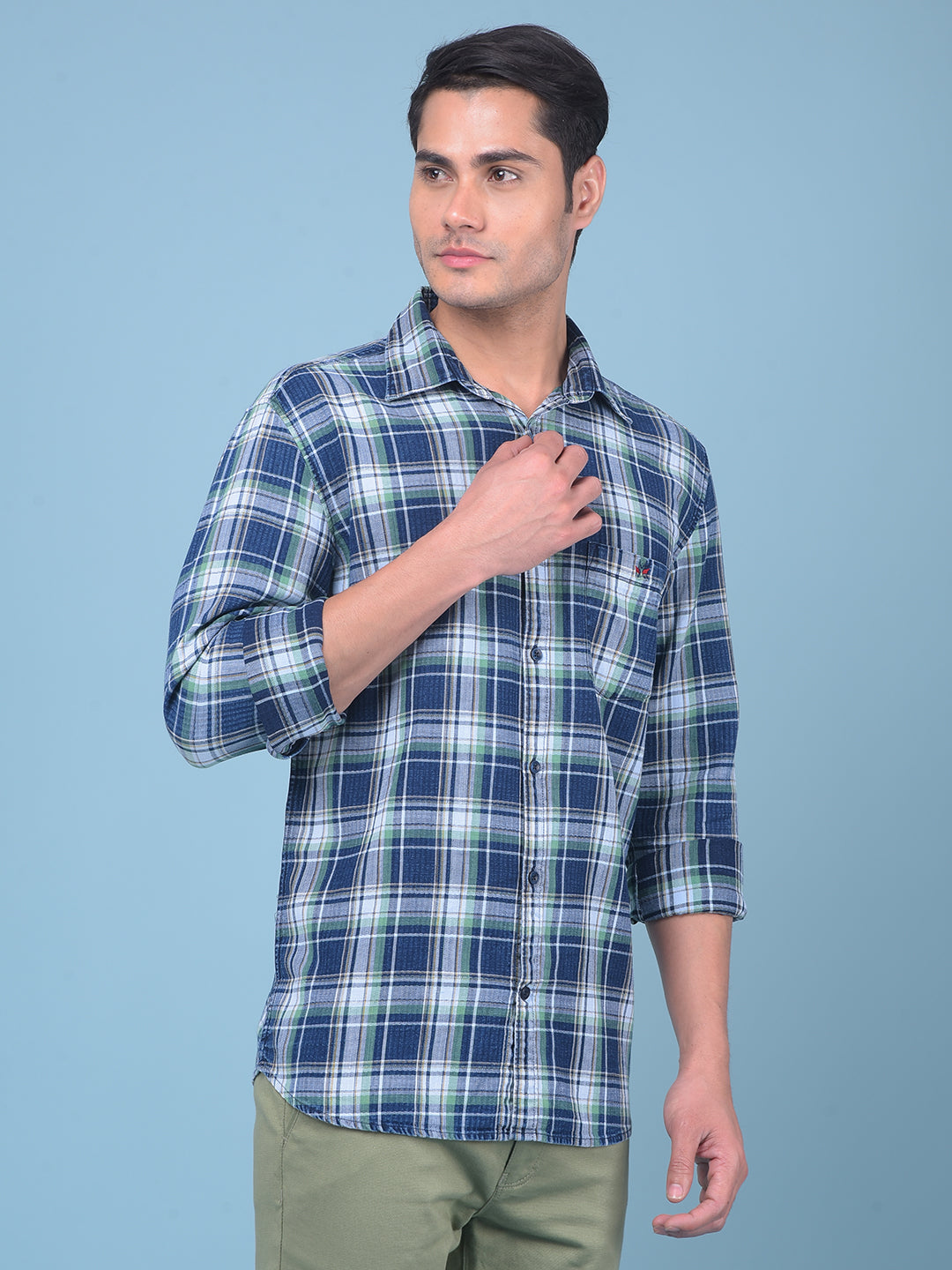 Green Tartan Check 100% Cotton Shirt-Men Shirts-Crimsoune Club