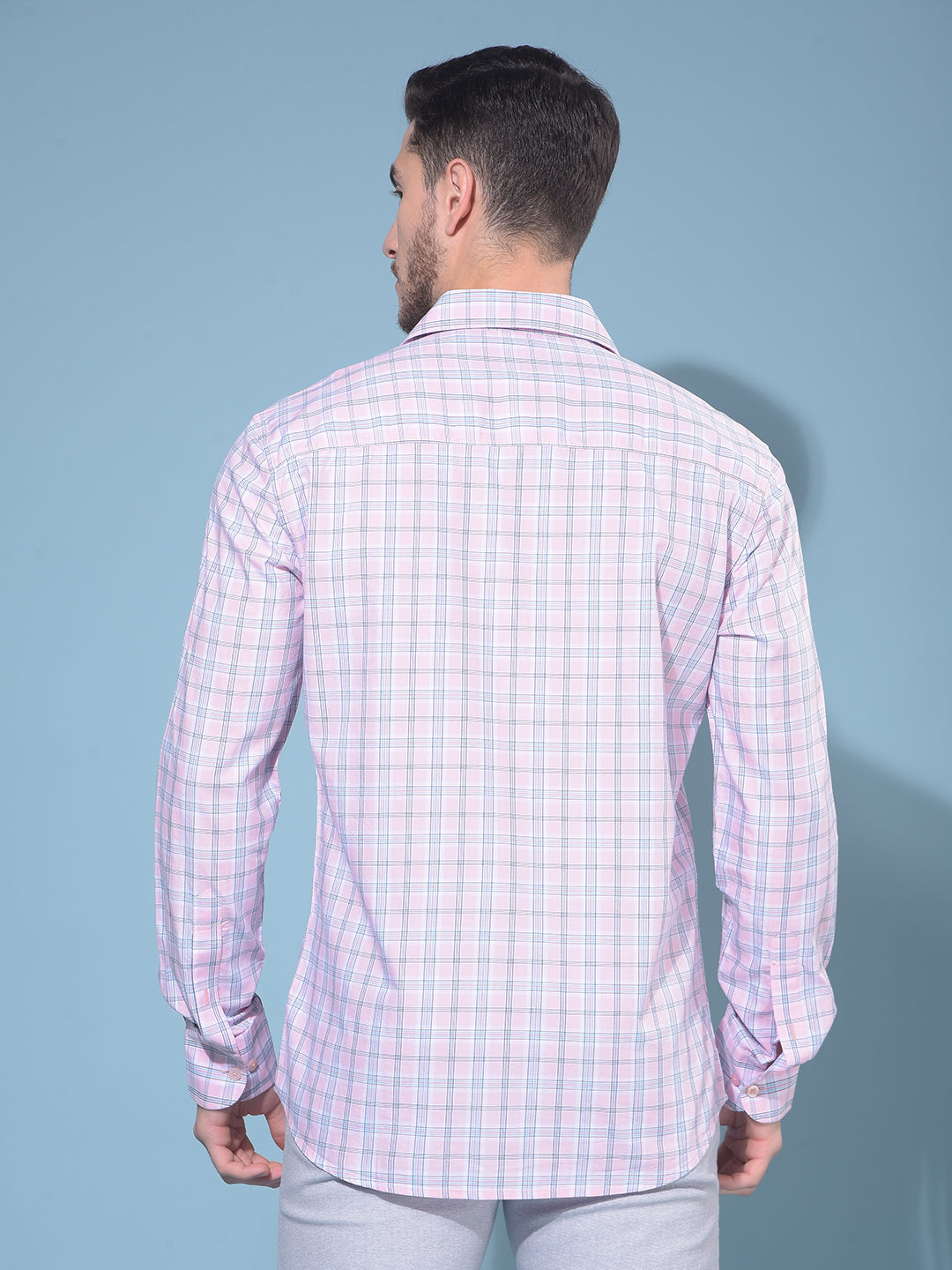 Pink Tartan Check 100% Cotton Shirt-Men Shirts-Crimsoune Club