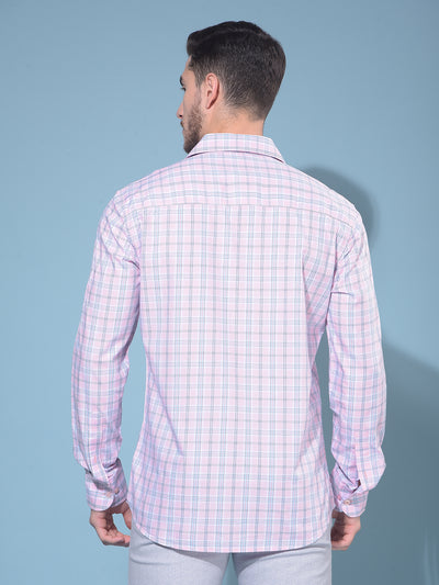 Pink Tartan Check 100% Cotton Shirt-Men Shirts-Crimsoune Club