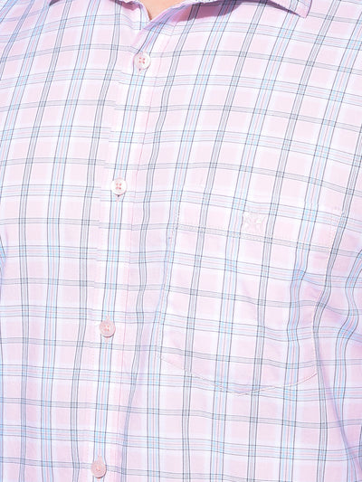 Pink Tartan Check 100% Cotton Shirt-Men Shirts-Crimsoune Club