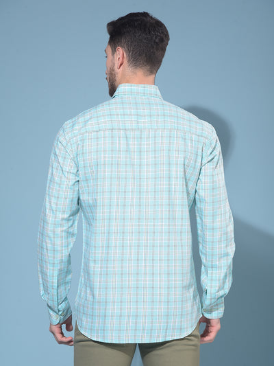 Blue Tartan Check 100% Cotton Shirt-Men Shirts-Crimsoune Club