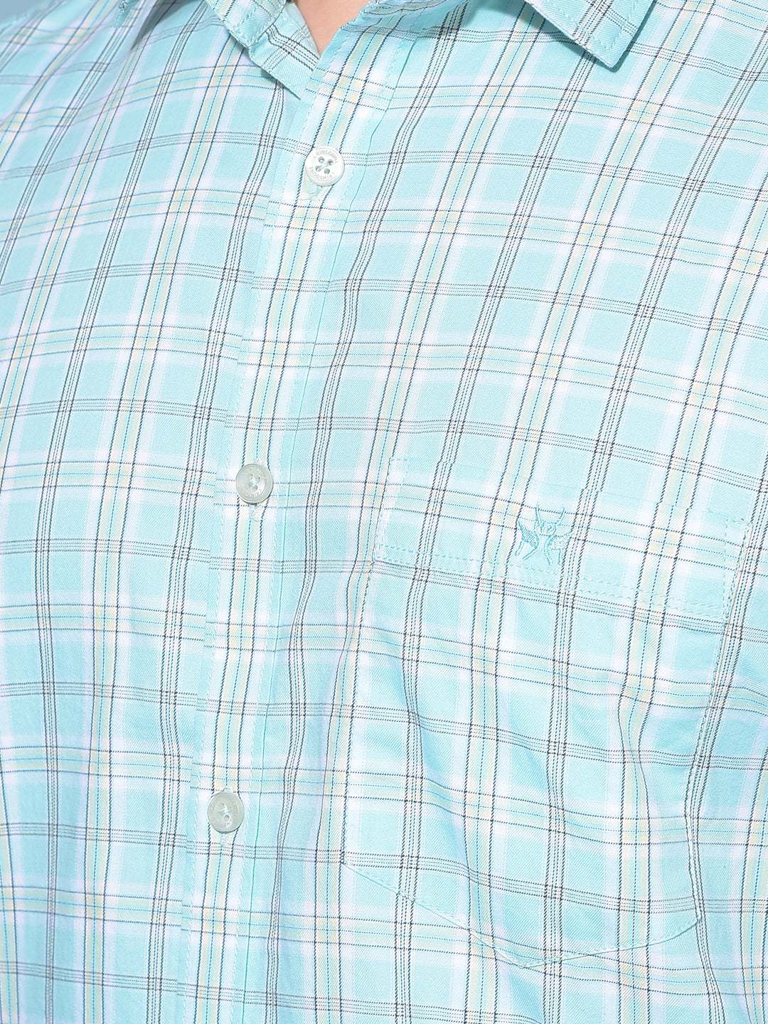 Blue Tartan Check 100% Cotton Shirt-Men Shirts-Crimsoune Club