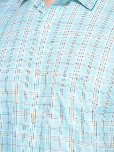 Blue Tartan Check 100% Cotton Shirt-Men Shirts-Crimsoune Club