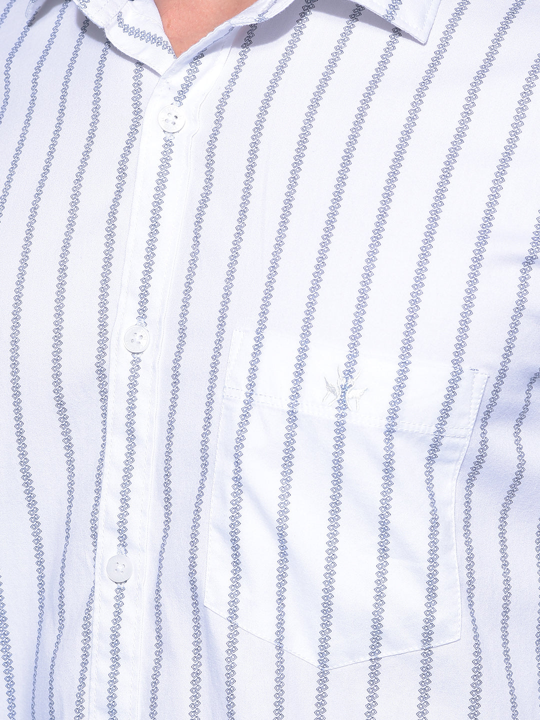 White Vertical Striped 100% Cotton Shirt-Men Shirts-Crimsoune Club