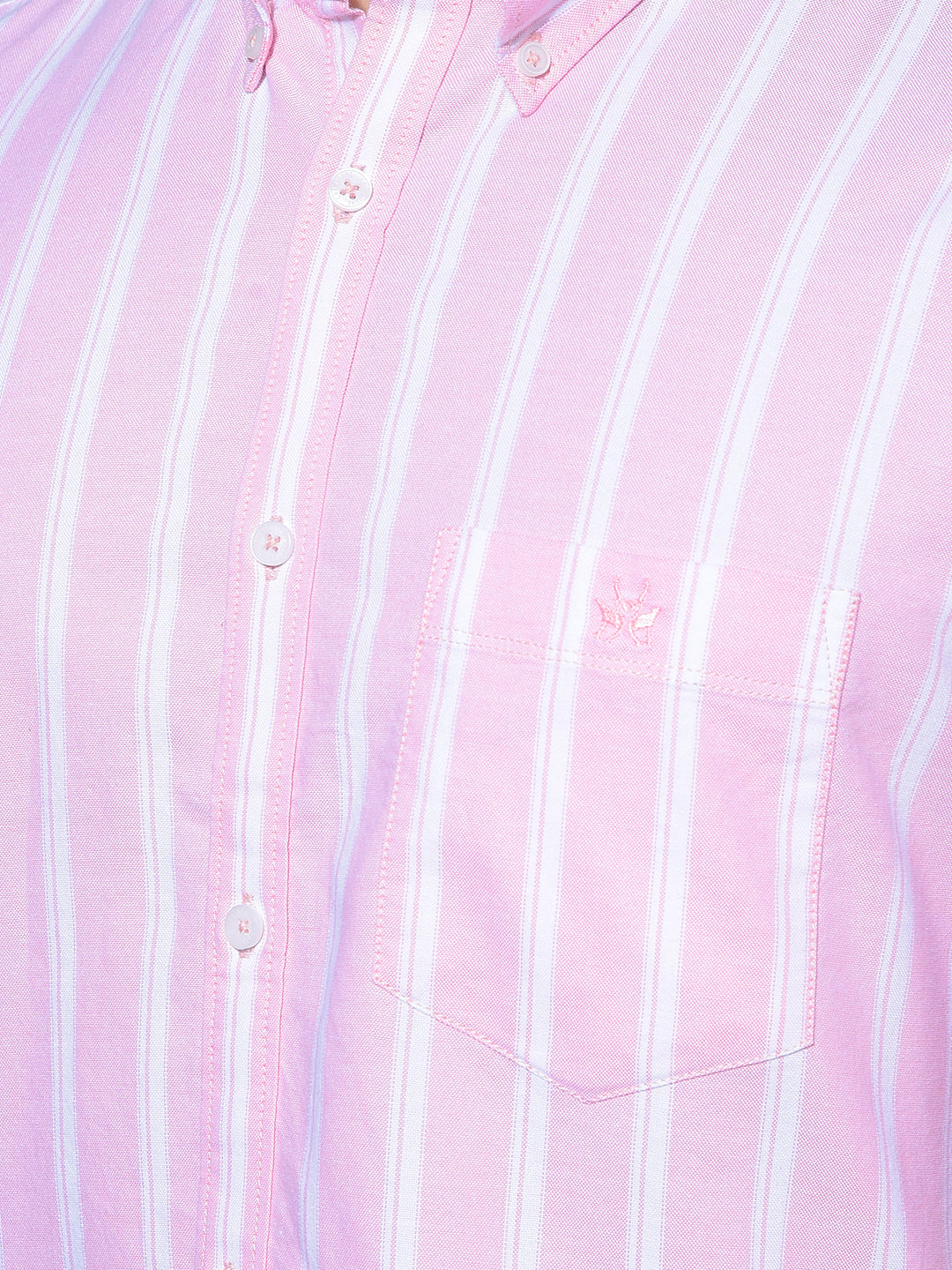 Pink Vertical Striped 100% Cotton Shirt-Men Shirts-Crimsoune Club