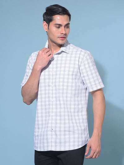 White Tartan Check 100% Cotton Shirt-Men Shirts-Crimsoune Club