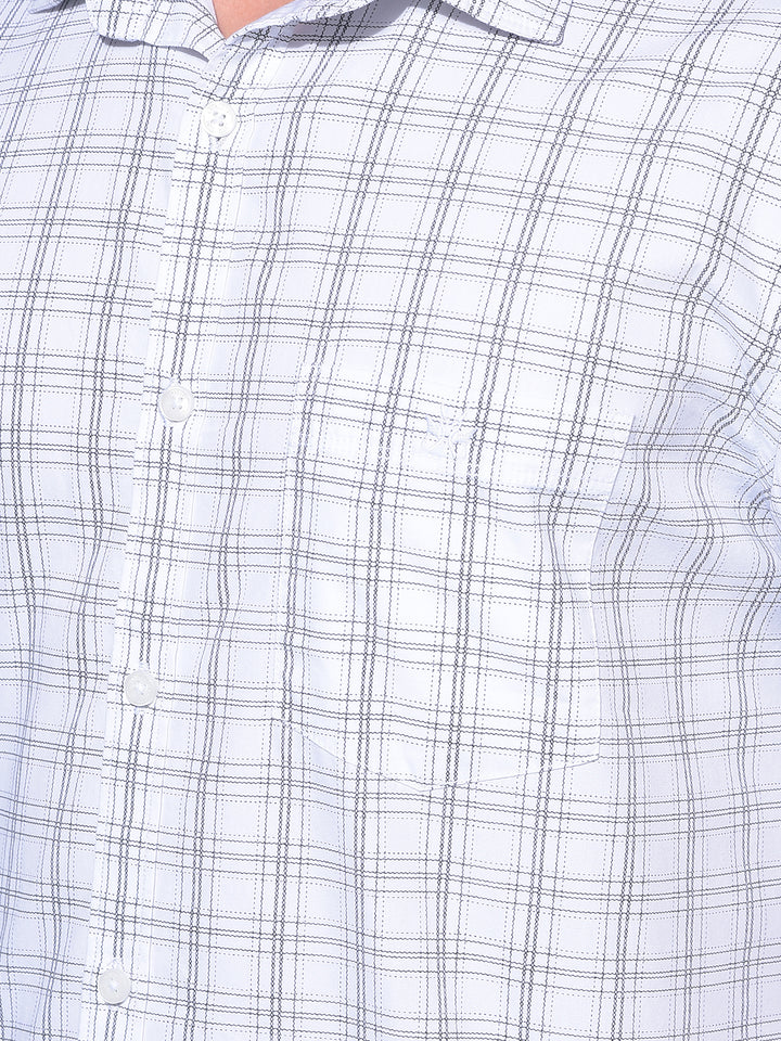 White Tartan Check 100% Cotton Shirt-Men Shirts-Crimsoune Club