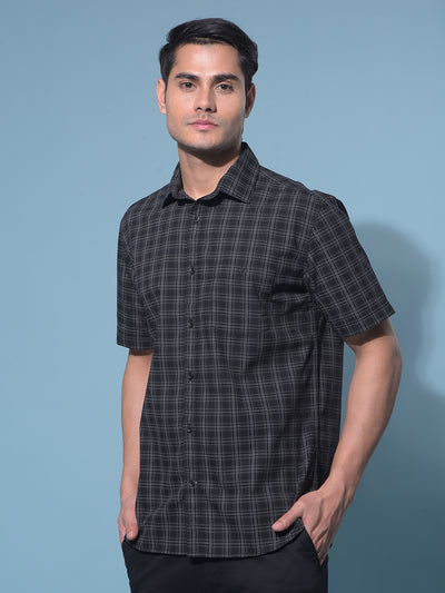 Black Tartan Check 100% Cotton Shirt-Men Shirts-Crimsoune Club