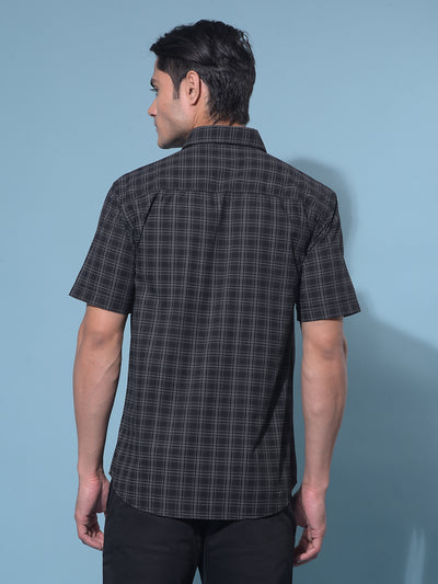 Black Tartan Check 100% Cotton Shirt-Men Shirts-Crimsoune Club