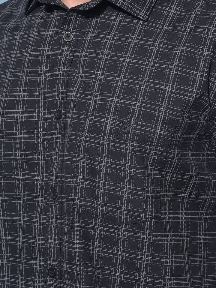 Black Tartan Check 100% Cotton Shirt-Men Shirts-Crimsoune Club