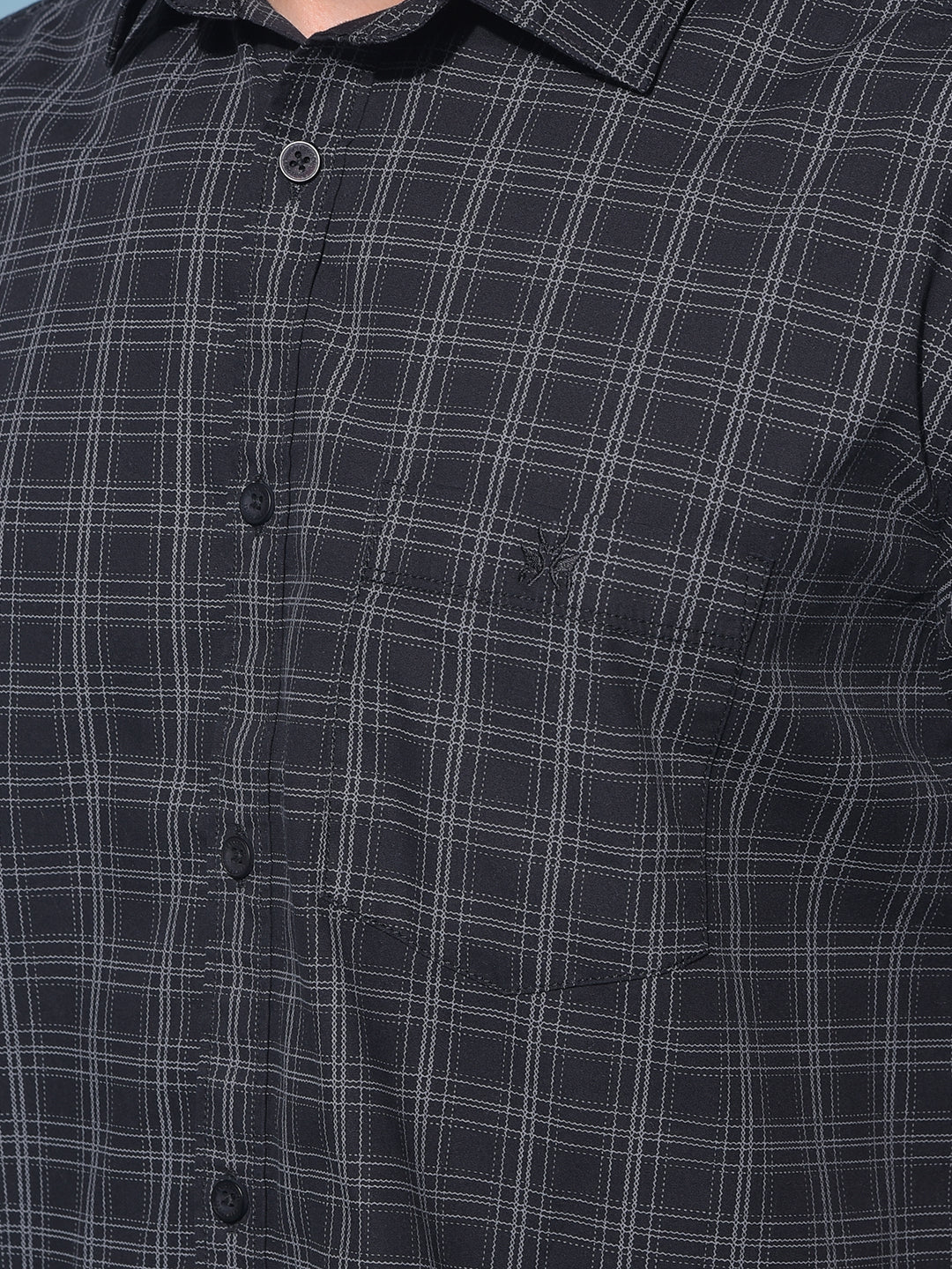 Black Tartan Check 100% Cotton Shirt-Men Shirts-Crimsoune Club