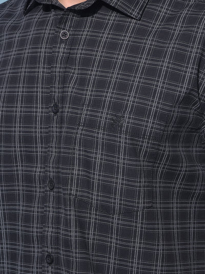 Black Tartan Check 100% Cotton Shirt-Men Shirts-Crimsoune Club