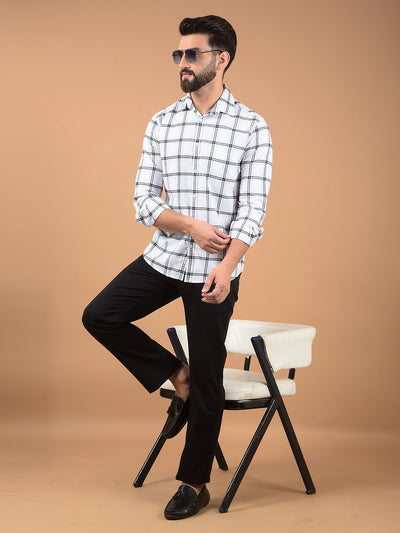 White Checked 100% Cotton Shirt-Men Shirts-Crimsoune Club