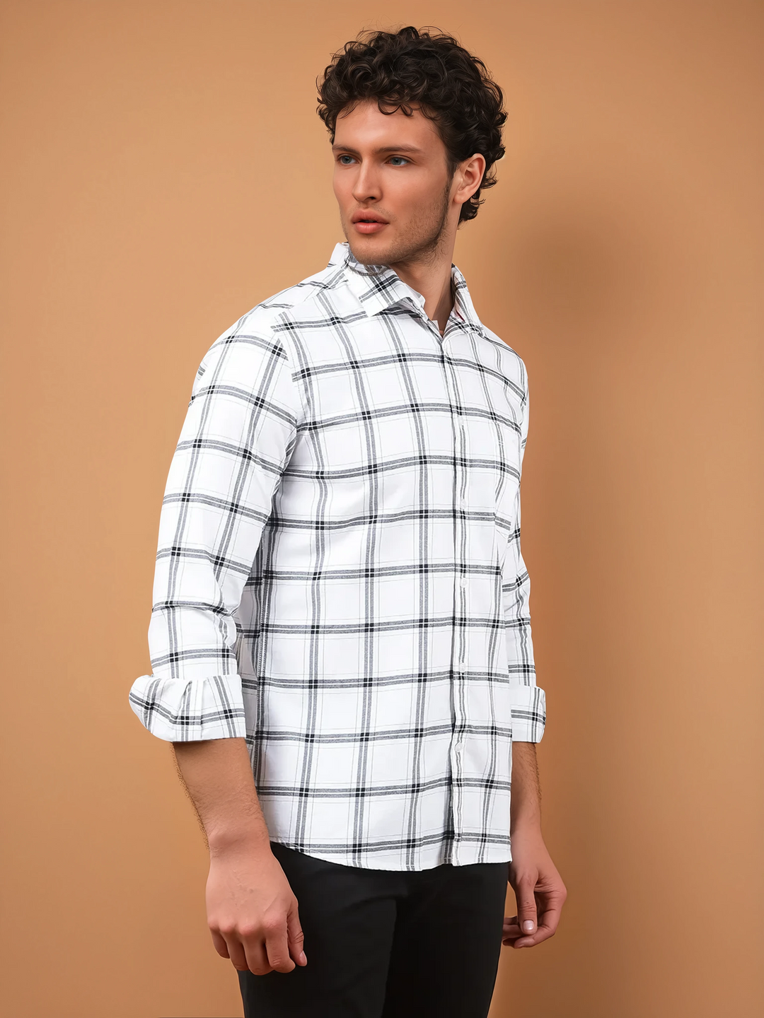 White Checked 100% Cotton Shirt-Men Shirts-Crimsoune Club