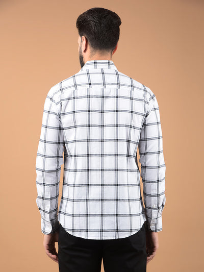 White Checked 100% Cotton Shirt-Men Shirts-Crimsoune Club