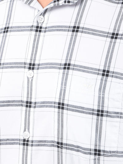 White Checked 100% Cotton Shirt-Men Shirts-Crimsoune Club