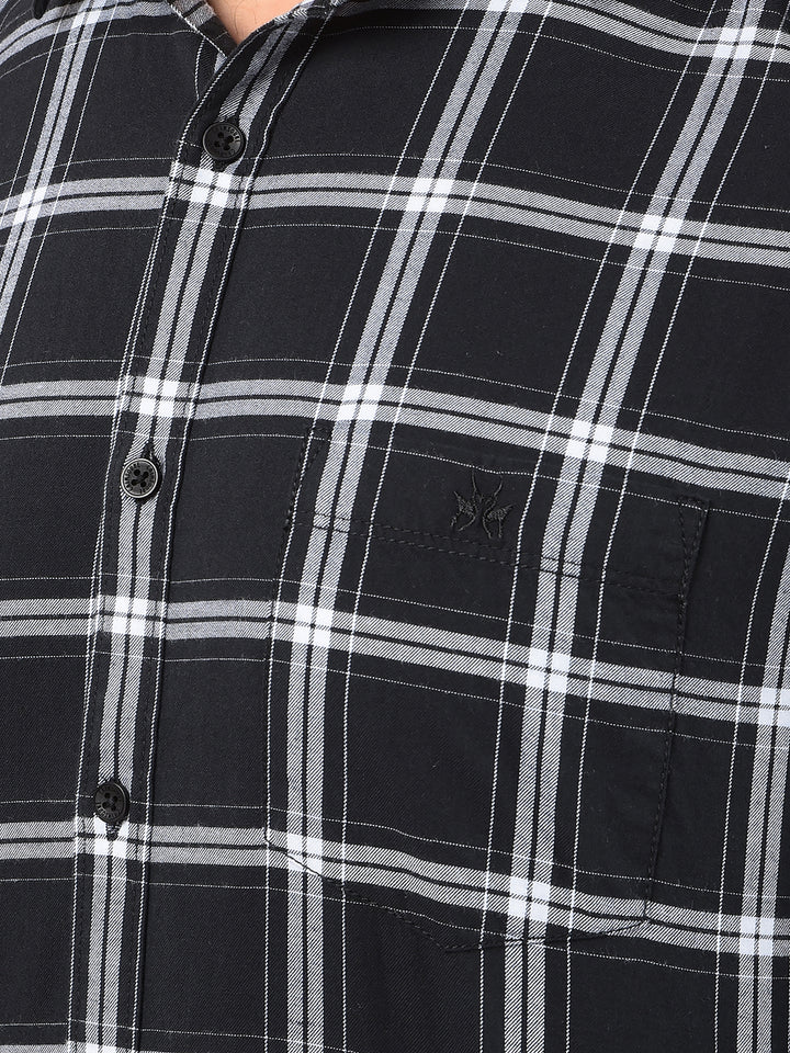 Black Checked 100% Cotton Shirt-Men Shirts-Crimsoune Club