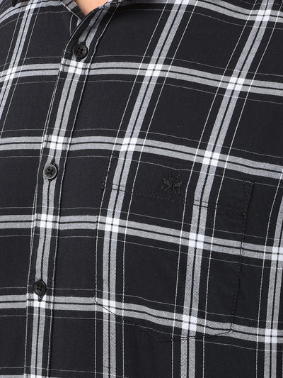 Black Checked 100% Cotton Shirt-Men Shirts-Crimsoune Club