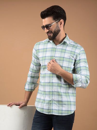 Green Checked 100% Cotton Shirt-Men Shirts-Crimsoune Club
