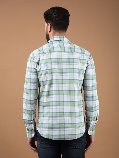 Green Checked 100% Cotton Shirt-Men Shirts-Crimsoune Club