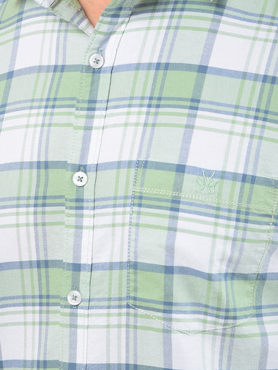 Green Checked 100% Cotton Shirt-Men Shirts-Crimsoune Club