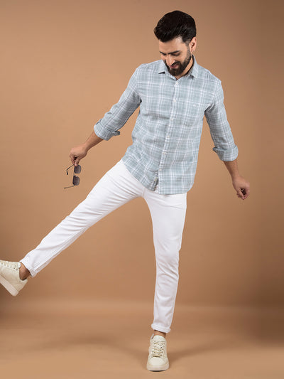 Grey Checked 100% Cotton Shirt-Men Shirts-Crimsoune Club