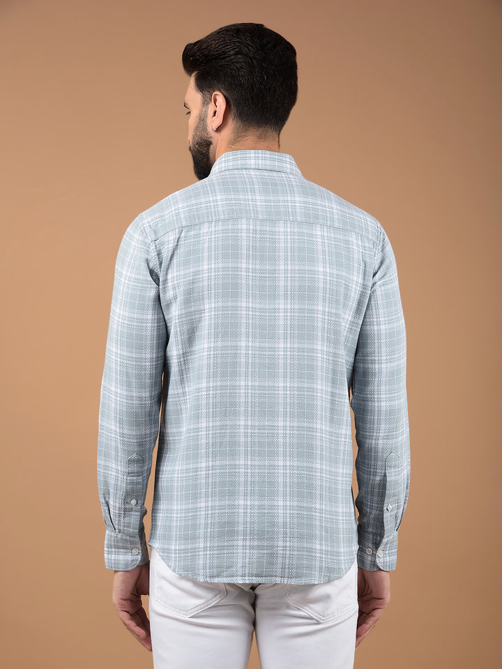 Grey Checked 100% Cotton Shirt-Men Shirts-Crimsoune Club