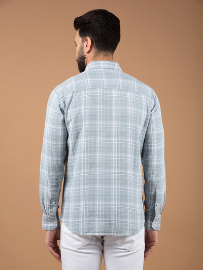 Grey Checked 100% Cotton Shirt-Men Shirts-Crimsoune Club
