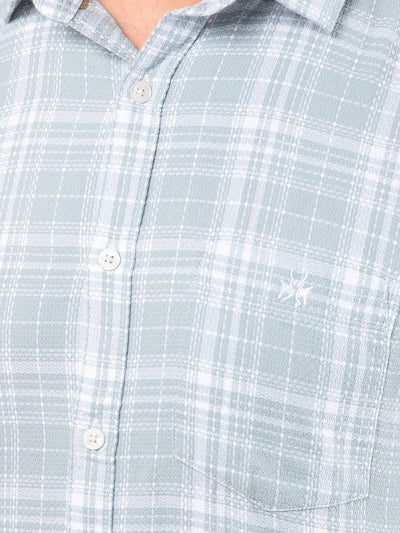 Grey Checked 100% Cotton Shirt-Men Shirts-Crimsoune Club
