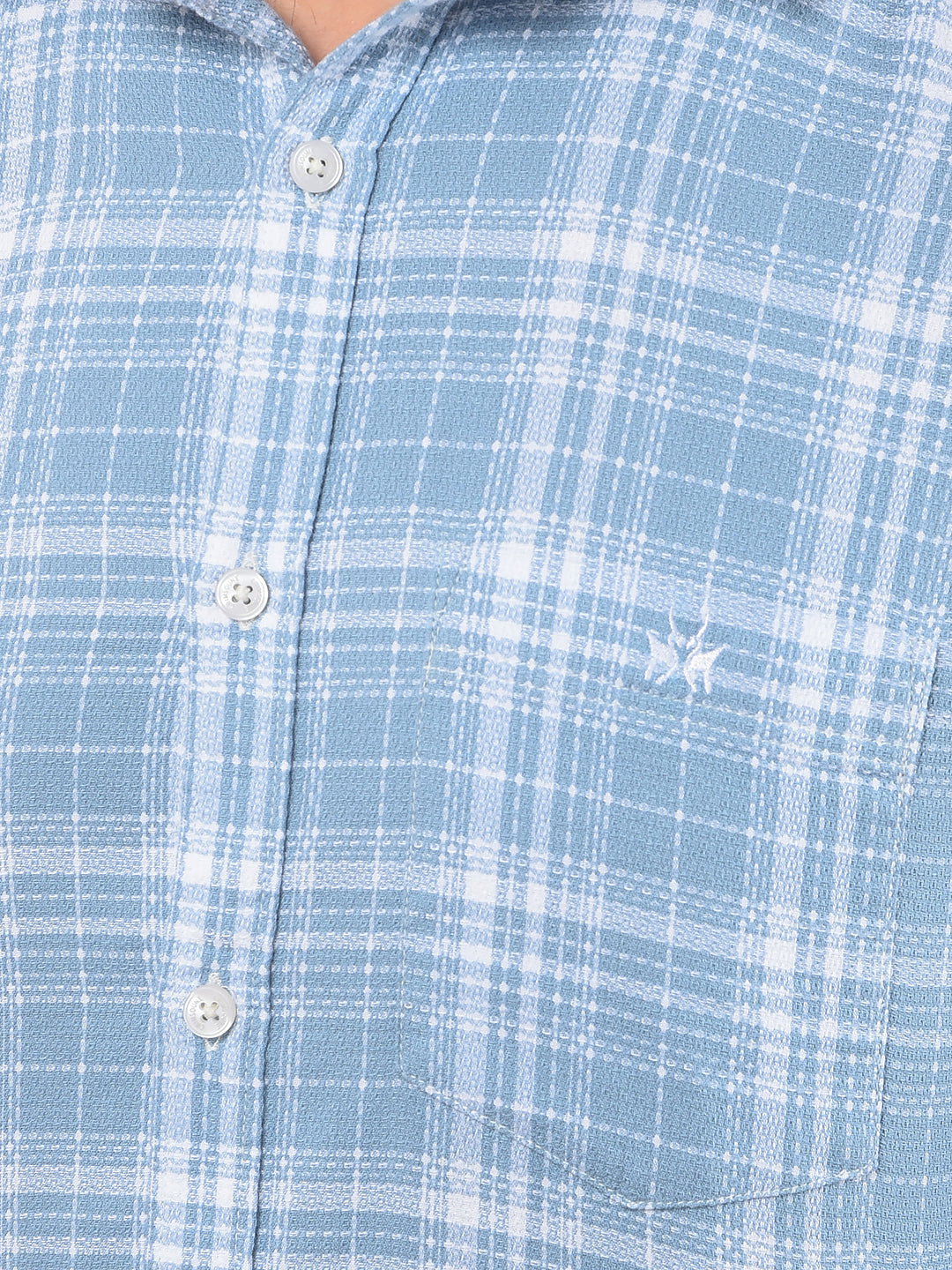 Blue Checked 100% Cotton Shirt-Men Shirts-Crimsoune Club