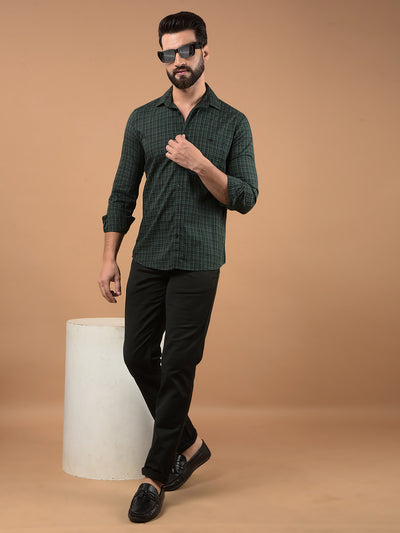 Green Checked 100% Cotton Shirt-Men Shirts-Crimsoune Club