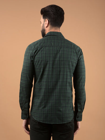 Green Checked 100% Cotton Shirt-Men Shirts-Crimsoune Club
