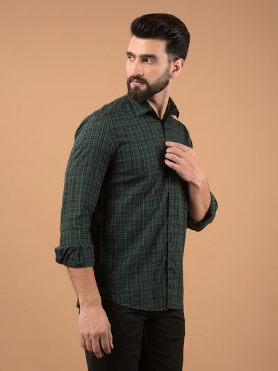 Green Checked 100% Cotton Shirt-Men Shirts-Crimsoune Club