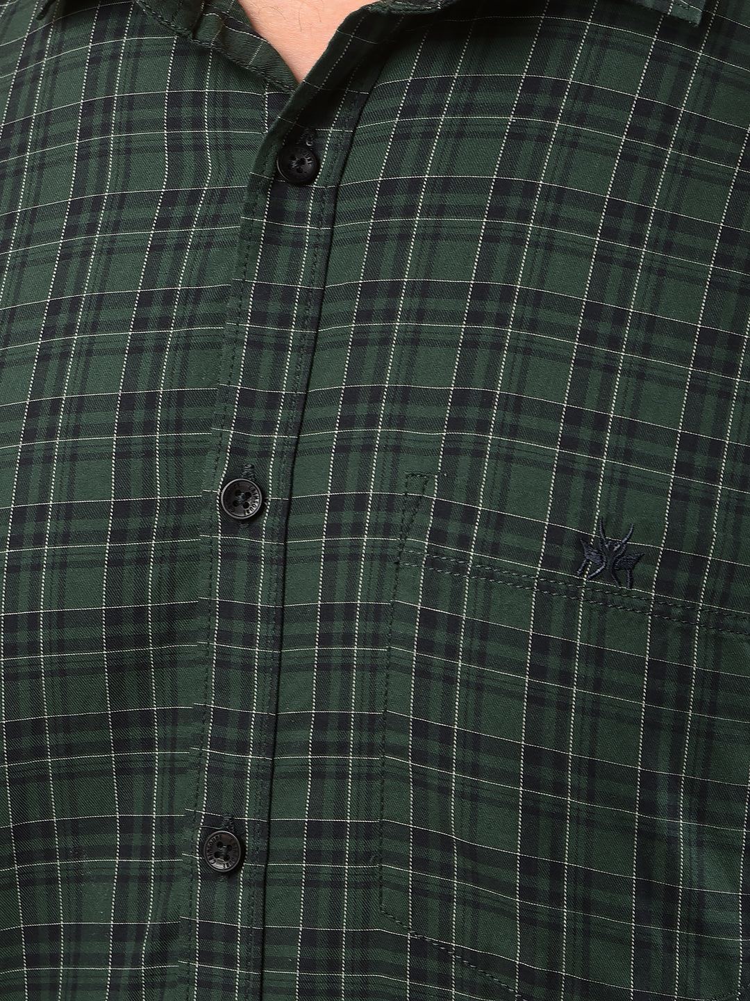 Green Checked 100% Cotton Shirt-Men Shirts-Crimsoune Club